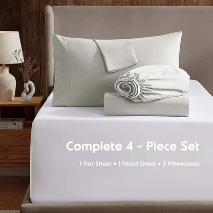 Nestl King Sheet Set - Luxury 1800 Ultra-Soft Microfiber King Bed Sheets - Double Brushed - Deep Pockets - Easy Fit - 4 Piece Set - Bedding Sheets & Pillowcases (King, Off White)