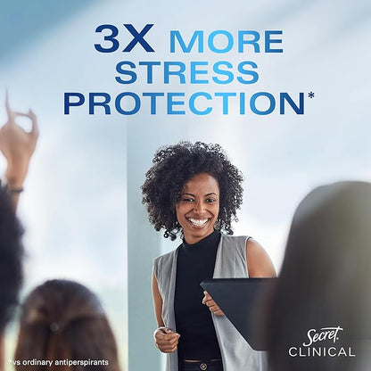 Secret Clinical Strength Antiperspirant Deodorant for Women, 3X Stress Protection, 72hr Sweat & Odor Protection, PH Balancing Minerals, Clear Gel, Completely Clean Scent, 2.6 oz