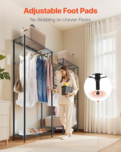 VEVOR Clothing Garment Rack, Heavy Duty Closet Wardrobe, Adjustable Tiers Clothes Racks with Steel Frame, for Bedroom, Clothing Store, Hallway