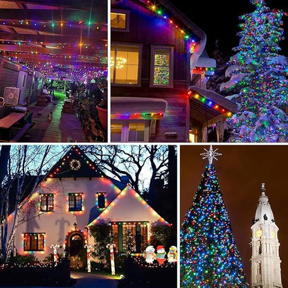 Upgrade Solar String Lights for Outside 4 Pack Total 132FT 400LED String Lights Outdoor with 8 Modes, IP65 Waterproof Outdoor Solar Twinkle Lights, Garden Tree Party Christmas Decorations, Multicolor
