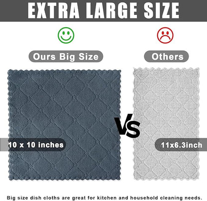 Homaxy 24 Pack Kitchen Dish Cloths (10 x 10 Inches, Dark Grey), Super Soft and Absorbent Coral Velvet Dish Towels, Nonstick Oil Fast Drying Microfiber Cleaning Cloth, No Lint Household Dishcloths
