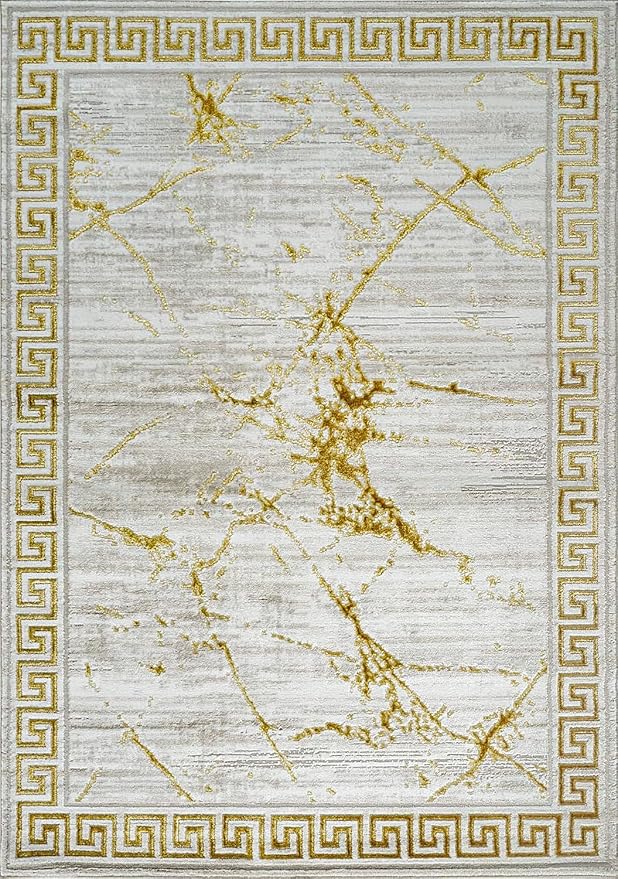 GLORY RUGS Area Rugs Marble 5X7 Cream Gold Carpet Modern Abstract Rug Living Room Dining Bedroom Rug