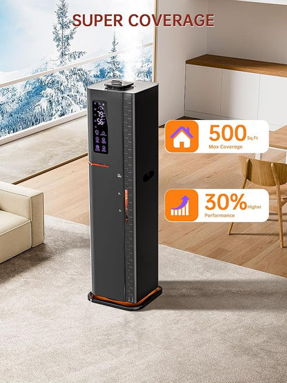 2.64Gal Humidifiers for Bedroom Large Room, Warm and Cool Mist up to 500ft², Top Fill Diffuser Ambient Light, 3 Mist Modes, 24H Timer, 35dB Quiet Humidifier for Home Office Plants