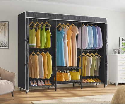 VIPEK V5C SE Covered Clothes Rack Heavy Duty Garment Rack with Cover and Adjustable Shelves, Freestanding Portable Closet Wardrobe Closet Racks, Black Clothing Rack with Black Upgarded Polyester Cover