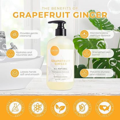 Naturals Moisturizing Hand Soap – Grapefruit Ginger Scent, Hydrating, Sulfate-Free & Paraben-Free, 12 Oz Bottle with Pump, Gentle Cleansing for Dry Skin