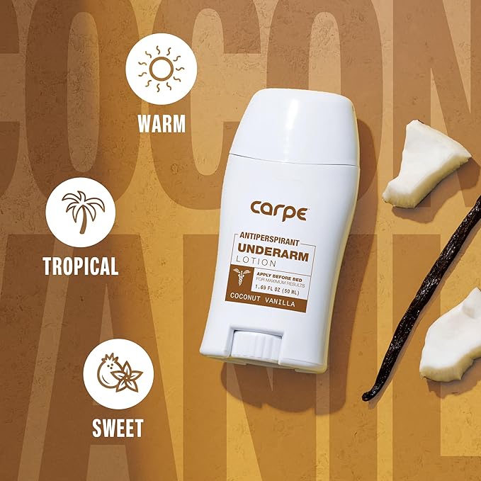 Carpe Underarm Antiperspirant Deodorant Advanced Sweat & Odor Protection Formula - Antiperspirant for Women & Men Helps to Combat Excessive Sweating with Odor Control - Coconut Vanilla