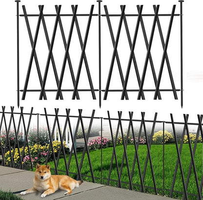 Metal Decorative Garden Fence 32" H x29 W (7 Panels, 17 Ft Total) Rustproof Animal Barrier No Dig Decorative Fencing for Dogs,Pet, Yard,& Patio, Landscape, Border，Easy Installation
