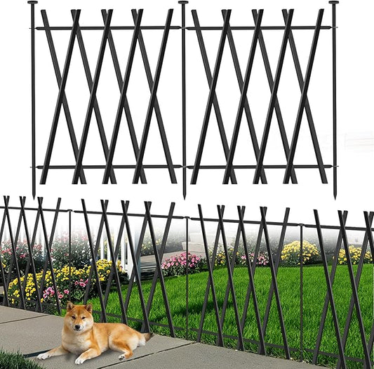Metal Decorative Garden Fence 32" H x29 W (7 Panels, 17 Ft Total) Rustproof Animal Barrier No Dig Decorative Fencing for Dogs,Pet, Yard,& Patio, Landscape, Border，Easy Installation