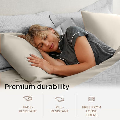 Threadmill Queen Sheet Set | 600 Thread Count Queen Bed Sheets for Queen Mattress with 16” Deep Pocket | Sateen Weave 4-Piece Bedding Set with Cooling Effect | Taupe