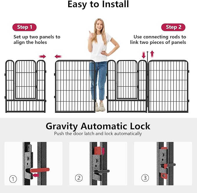 Dog Playpen 32" Height 16 Panels Portable Pet Fence Outdoor for Yard Indoor Dog Pen Outdoor for Medium/Small Animals, Large Pet Puppy Playpen Heavy Duty Pet Fence for RV Camping, Yard