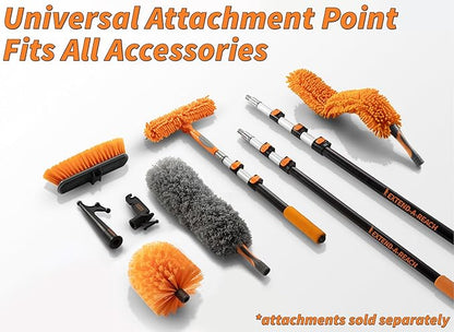 30-Foot Exterior House Cleaning Brush Set with 5-24 ft Extension Pole // Vinyl Siding Brushes with Telescopic Extendable Pole & Window Cleaning Squeegee Tool // The Ultimate Extension Scrub Brush Set