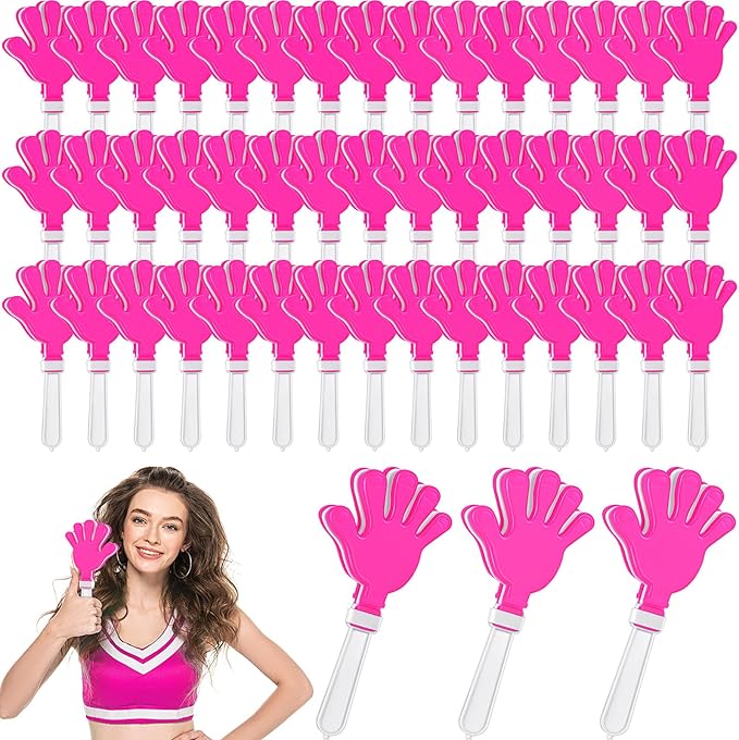 Junkin 100 Pcs Hand Clappers Bulk 7. 5 x 3. 5 Inches Noise Makers Party Favors Clapping Noise Maker Clacker for Birthdays Game Prizes Rewards Football Sporting Events Cheers Supplies (Pink White)