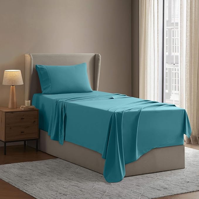 Nestl Twin XL Sheet Set - College Dorm Size - Luxury 1800 Ultra-Soft Microfiber Twin Extra Long Bed Sheets - Deep Pockets - Easy Fit - Extra Soft - 3 Piece Set (Twin XL, Teal)