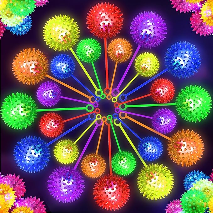 12 PCS Light up Ball, Bouncy Balls for Kids, Balls for Toddlers 1-3, 2.2inch Sensory Stress Ball, Flashing Squeaky for Valentines Party Favors, Classroom Prizes, Prizes for Kids, Student Gifts