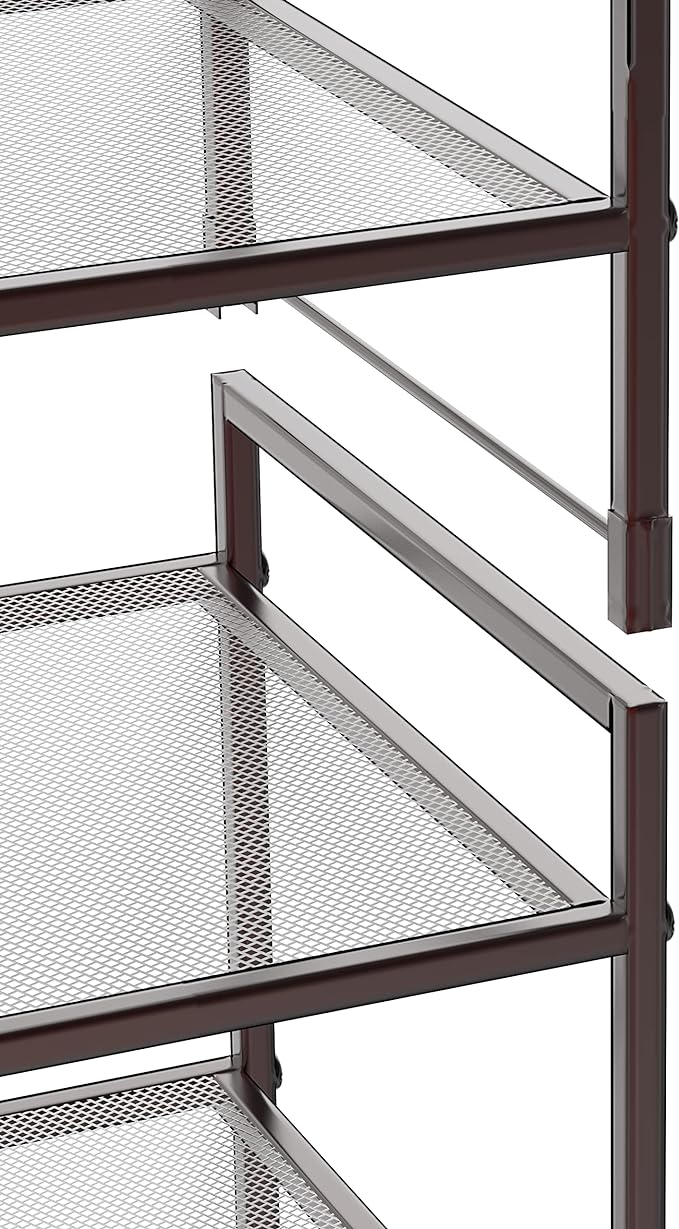 SIMPLE HOUSEWARE 3-Tier Stackable Mesh Shoe Rack, Bronze