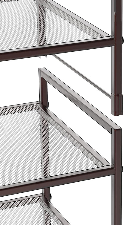 SIMPLE HOUSEWARE 3-Tier Stackable Mesh Shoe Rack, Bronze