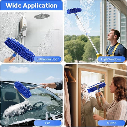 Ordenado 62" Window Squeegee Cleaning Kit, 2 in 1 Window Cleaner Tool with Long Handle, Rotatable High Windows Washing Kit for Home & Outdoor, Detachable Washer Tool Squeegee for Shower Glass, Car