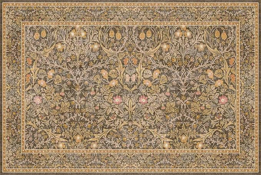 Brown Washable Entry Rug - Front Door Throw Rugs Indoor, Non-Slip Bathroom Small Rugs, Vintage Floral Thin Rug for Kitchen, Boho Earthy Entryway Décor (2x3 Gold Brown)