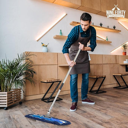 Nine Forty 48" Premium Nylon Dust Mop- Heavy Duty Mop Head for Industrial, Commercial, and Residential Cleaning - Dry Floor Duster for Hardwood Surfaces and Commercial Applications - Blue