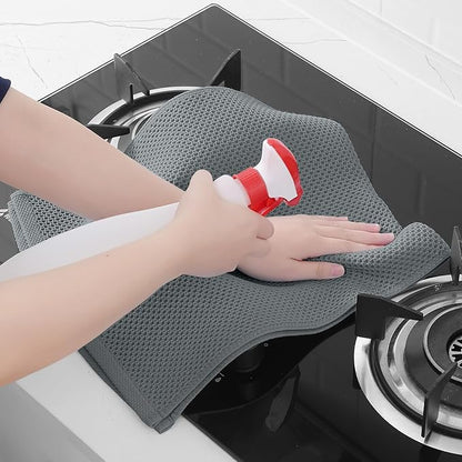 Homaxy 100% Cotton Waffle Weave Kitchen Dish Towels, Ultra Soft Absorbent Quick Drying Cleaning Towel, 13 x 28 Inches, 8-Pack, Grey