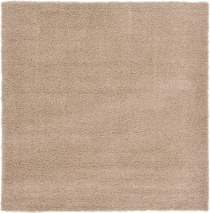 Unique Loom Solid Shag Collection Area Rug (7' 10" Square, Taupe)