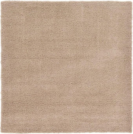 Unique Loom Solid Shag Collection Area Rug (7' 10" Square, Taupe)