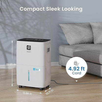 Yaufey 120 Pints Energy Star Dehumidifier for Home, Basement and Large Room up to 6000 Sq. Ft., with Drain Hose, Timer, Intelligent Humidity Control and Large Water Tank