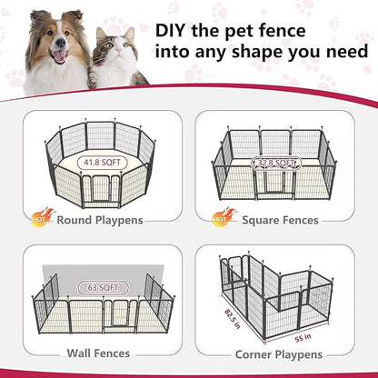 Dog Playpen 32 inch 10 Panels Portable Pet Fence Outdoor for Yard Indoor Dog Pen for Medium/Small Animals, Large Pet Puppy Playpen Heavy Duty Pet Fence for RV Camping, Yard