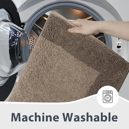 Bathroom Rugs 24" x 60", Non-Slip Extra Soft Absorbent Bath Rugs, Machine Washable Quick Dry Bath Mats for Bathroom Floor, Shower, Bathtub and Sink, Grayish Brown & Coffee