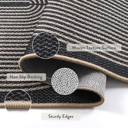Lahome Rainbow Outdoor Mats for Front Door, 2x3 Small Washable Kitchen Rugs, Farmhouse Neutral Throw Rug Non Slip Non Shedding Indoor Outdoor Carpet for Entryway Foyer