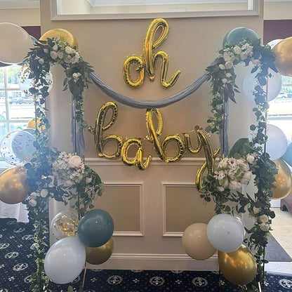 Dusty Blue Balloon Set, 60 Packs 12 Inches Metallic Chrome Gold Macaron Blue Ocean Blue White Sand Balloon Confetti Balloons for Boho Baby Shower Wedding Boy Birthday Graduation Decoration