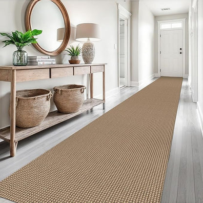 EARTHALL Runner Rug 3x18 Ft Washable Runners for Hallways Extra Long Woven Non Slip Entryway Runner Braided Kitchen Runner Indoor Outdoor Carpet Runners for Hotels, Officel, Stair, Orange/Tan/Brown