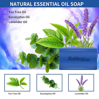 Antifungal Medicated Soap Bar, Tea Tree Oil Body Soap Bar, Athletes Foot Jock Itch Ringworm Yeast Infection Treatment With Natural Oil