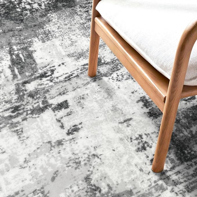 KOZYFLY Modern Abstract 3x5 Rug Gray Washable Rug Entry Rug, Soft Non-Slip Contemporary Nursery Mat Indoor Throw Kitchen Carpet with Soft Low Pile for Bedroom Office Living Room Bathroom Dorm