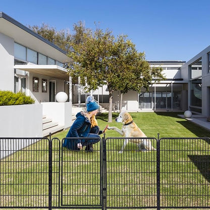 Tall Garden Fences and Borders for Dogs, 48 inch High Garden Fence, 12 Panels Total 26.6 Ft, 21 in Wide Low Threshold Gate. Modular Fencing, Dog Fence Outdoor for Yard. Rabbit Fences