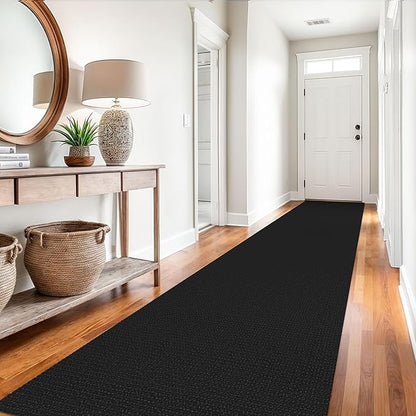 EARTHALL Runner Rug 3x14 Ft Washable Runners for Hallways Extra Long Woven Non Slip Entryway Runner Braided Kitchen Runner Indoor Outdoor Carpet Runners for Stair, Hall, Foyers, Black/Grey
