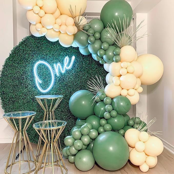 PartyWoo Sage Green Balloons 50 pcs 12 Inch Matte Dusty Olive Boho Green Eucalyptus Latex Helium Balloons for Wedding Baby Shower Gender Reveal Birthday Graduation Safari Party Decorations Green-F03