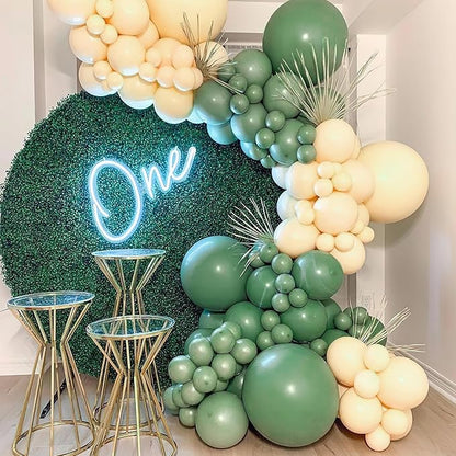PartyWoo Sage Green Balloons 50 pcs 12 Inch Matte Dusty Olive Boho Green Eucalyptus Latex Helium Balloons for Wedding Baby Shower Gender Reveal Birthday Graduation Safari Party Decorations Green-F03