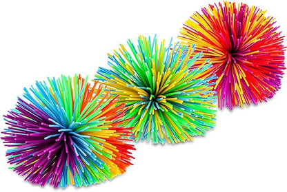 Leinuosen 12 Pieces Stringy Balls Sensory Stringy Ball Soft Rainbow Pom Bouncy Stress Bags Stocking Stuffers Party Favors Birthday Gifts, Multicolor (2.75 Inch)
