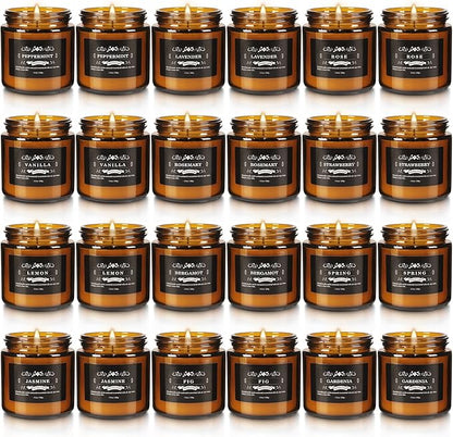 24 Pcs Scented Candles with Added Natural Essential Oils, 3.05oz, Suitable for Various Festivals, Parties, Yoga, and Home Scene