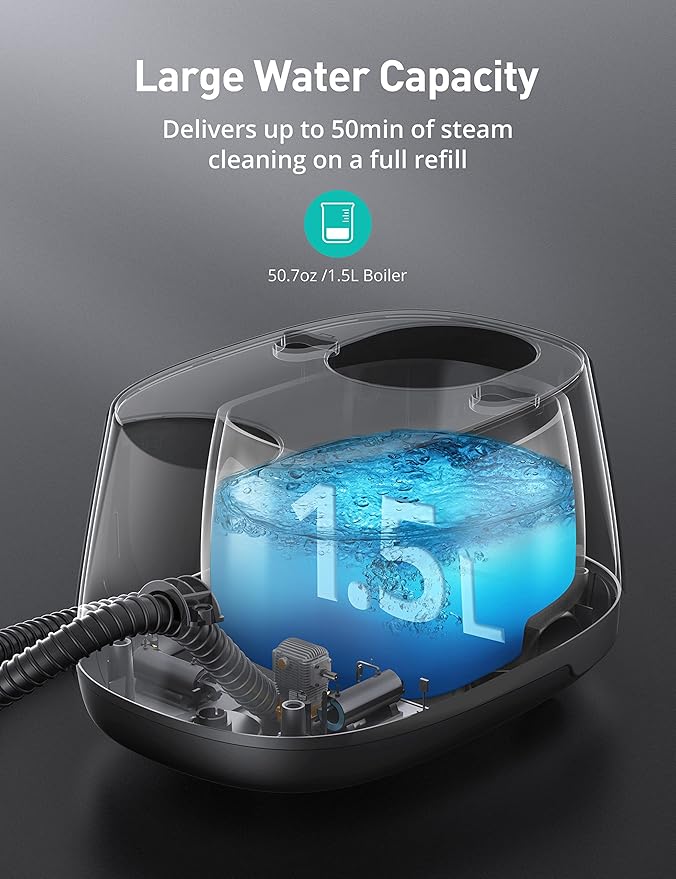 Handheld Steam Cleaner Floor, 293°F 58 PSI Powerful Multipurpose Steam Mop for Home Use, 50Oz Capacity, Heavy Duty Steamer for Carpets, Handheld Steamers, Floors, Cars, Tiles, Crack Cleaning, Titanium