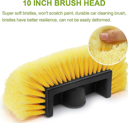 Anyyion 49inch Car Wash Brush with 10 Inch Soft Bristle, On/Off Switch for Car Truck Boat Washing Brush, Perfect for Cleaning House Siding, Auto Cars, Trucks, SUV, RV, Floors and More!
