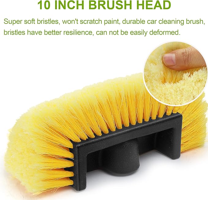 Anyyion 62inch Car Wash Brush with 10 Inch Soft Bristle, On/Off Switch for Car Truck Boat Washing Brush, Perfect for Cleaning House Siding, Auto Cars, Trucks, SUV, RV, Floors and More!