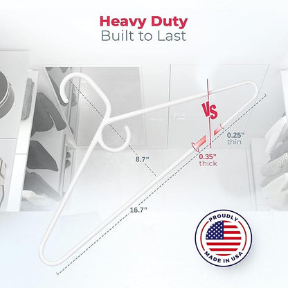 Neaties Heavy Duty Clothes Hangers 100+ Pack (216 Count) – Made in The USA – 8lb Capacity Plastic Hangers for Adult Clothing – Durable for Pants, Coats, Jackets, or Jeans – White & Black