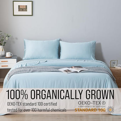 Bella Coterie Luxury Bamboo Viscose Cal King Size Sheet Set | 100% Organically Grown | Ultra Soft | Cooling for Hot Sleepers | 18" Deep Pocket [Coastal Blue]