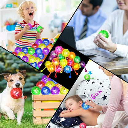 100PCS Light Up LED Bouncy Balls for Toddlers 1-3 Years - Flashing Sensory Toys, Child-Safe Rubber Ball with 6 Colors, Bulk Party Favors & Carnival Prizes for Kids, Stress Relief Toys for Adults