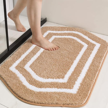 COSY HOMEER Extra Thick Bath Linen Sets Rugs - Anti-Slip Bath Mats Soft Plush 100% Strong Polyester Living Room Bathroom Floor Water Absorbent(Beige,24x36 - Inches)