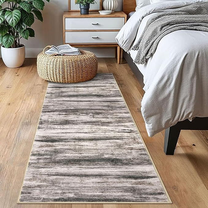 KOZYFLY Modern Abstract Runner Rugs 2x6, Washable Rug Runner Non-Slip Soft Kitchen Rugs, Print Blcak Brown Carpet Runner for Entryway Bathroom Laundry Room Foyer