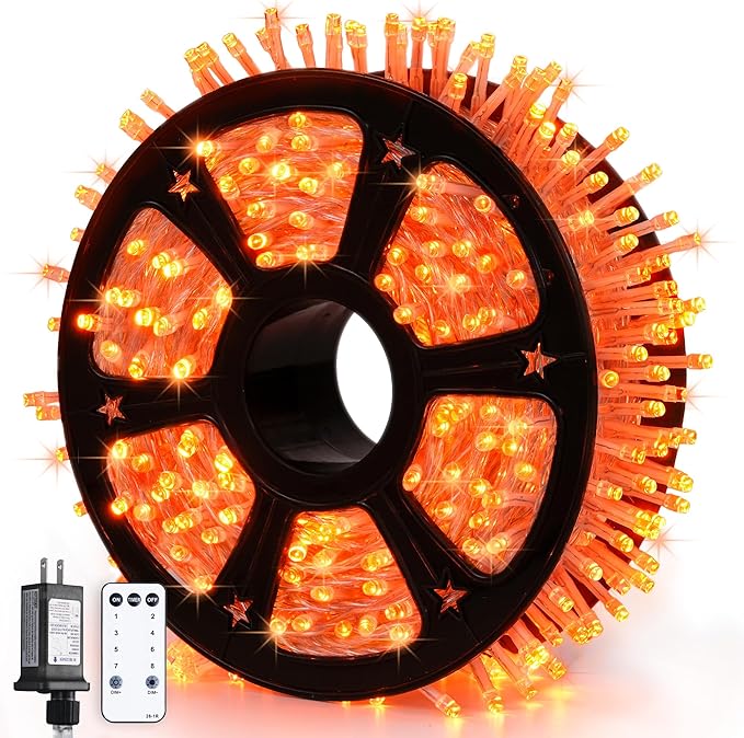 JMEXSUSS 600 LED Orange Lights for Halloween Decorations, Halloween String Lights Outdoor, Orange String Fall Light Plug in for Indoor Room Tree Yard Party Fall Decor
