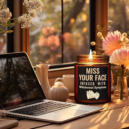 Funny Friend Gifts for Women Men - Miss Your Face Candle - Friendship, Birthday Gift for Her Him - Gifts for Best Friend Bestie Sister Mom - Fun Relaxing Gift - Natural Soy Wax Candle for Home